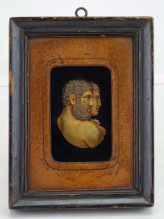 Portrait en cire polychromée du 18ème siècle de Marc Anthony et de Cléopâtre