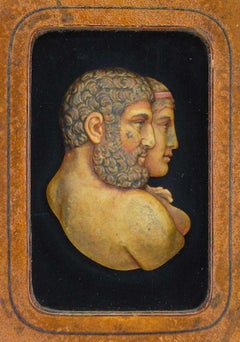 18th Century Polychromed Wax Portrait of Marc Anthony and Cleopatra 