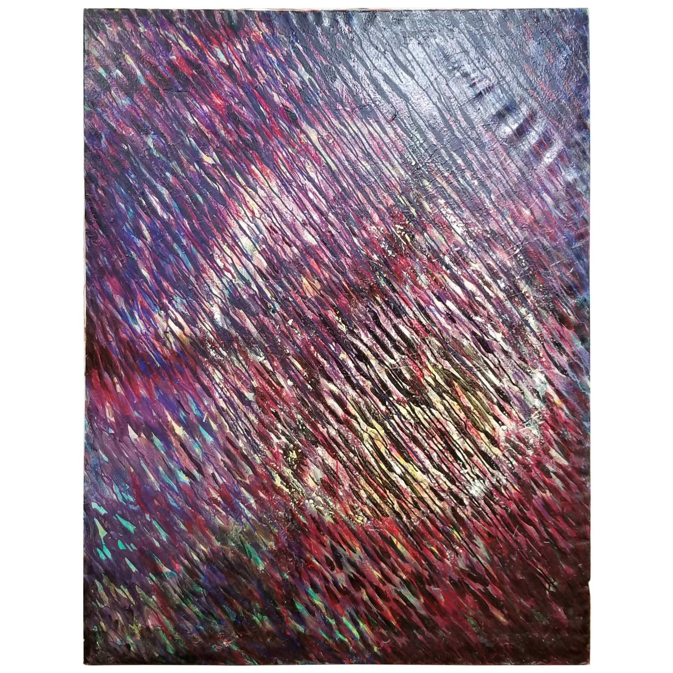 Isaac Holkar Large Scale Pointillist Style Abstract Painting For Sale