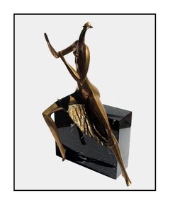 Isaac Kahn Large Original Bronze Sculpture Signed Female Dance Modern Artwork