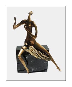 Isaac Kahn Large Original Bronze Sculpture Signed Female Dance Modern Artwork