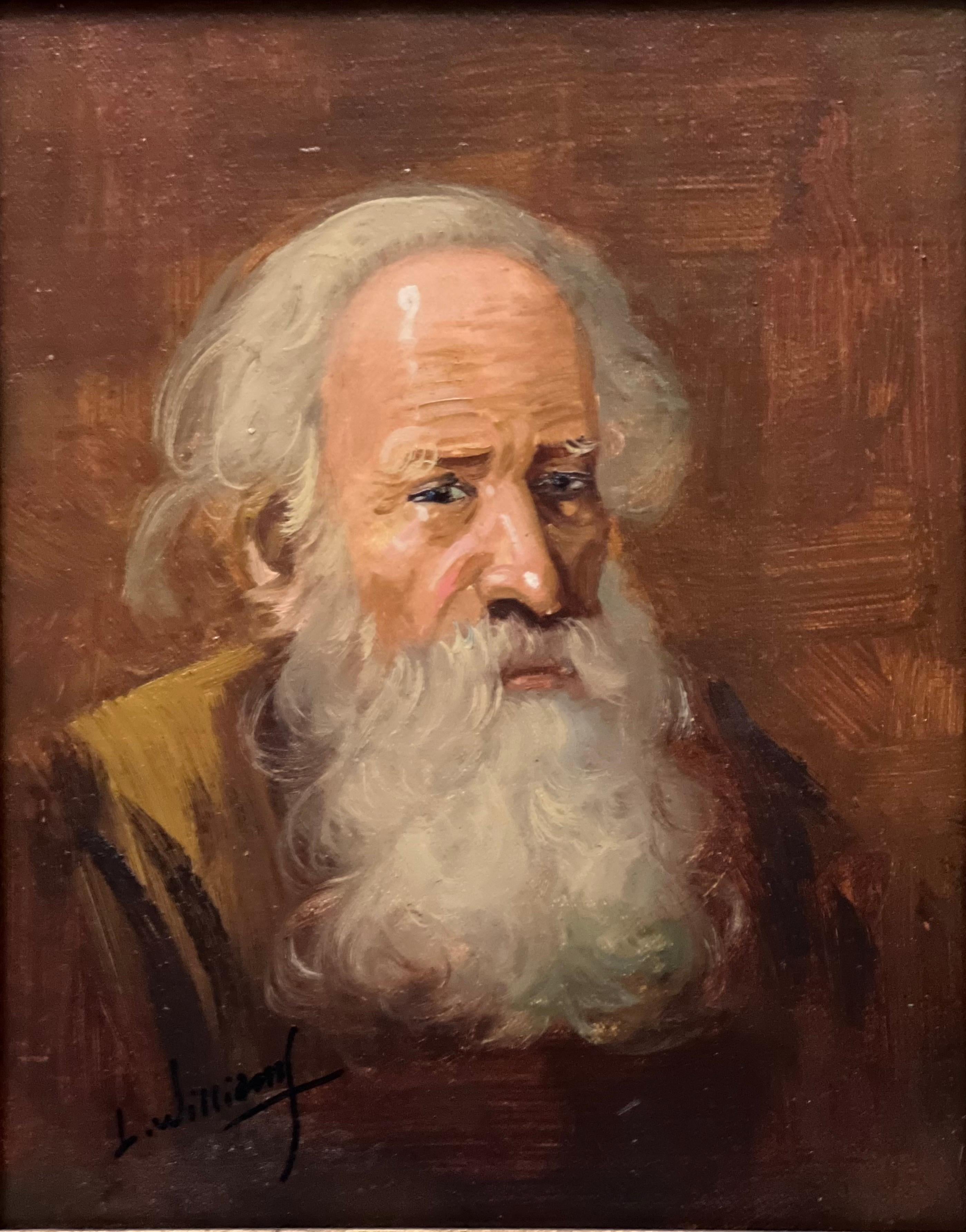 Signiertes Öl auf Leinwand Porträtgemälde eines Mannes mit weißem Bart von Isaac L. Williams (1817-1895). Eine schöne Darstellung mit warmen Farben und einem Rahmen aus ebonisiertem Holz mit vergoldeten Akzenten. Signiert unten links.

Isaac L.