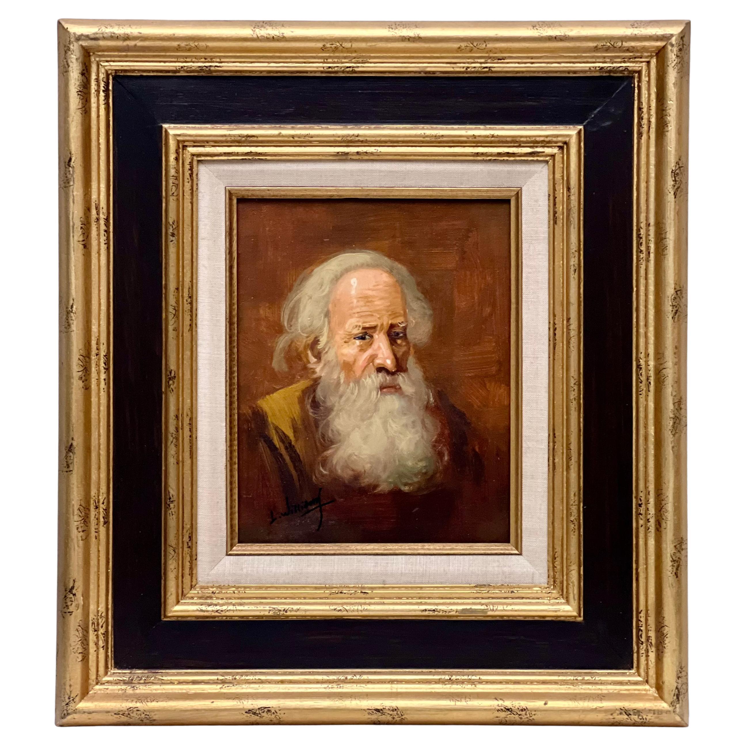 Isaac L. Williams Signed Portrait of Man with Beard, 19th Century