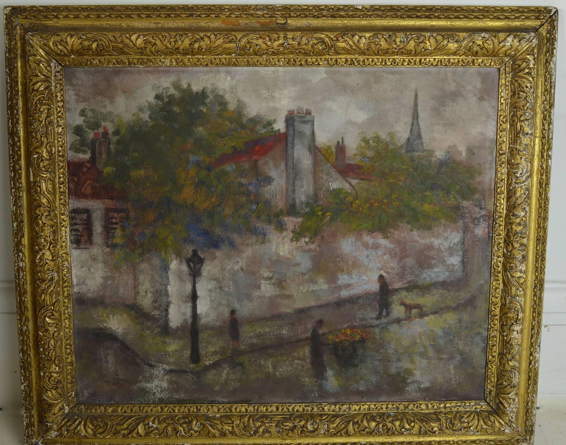 Wonderful post-impressionist oil painting of a Paris street scene by a good artist, Isaac Lichtenstein. possibly Montmartre district.

Oil on canvas. No title.

Signed and dated 1924 on verso.

Also an interesting inventory mark on stretcher