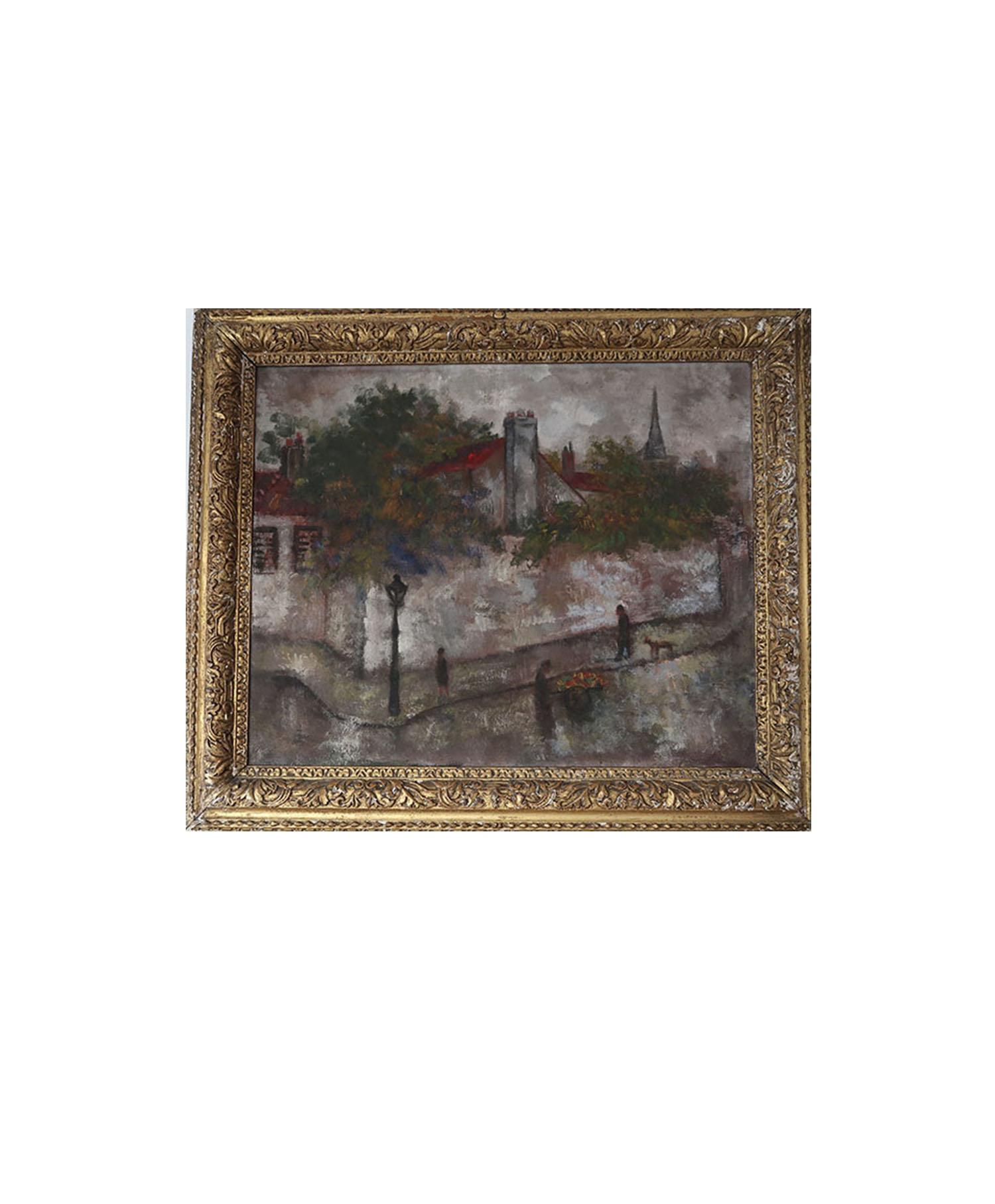 Wonderful post-impressionist oil painting of a Paris street scene by a good artist, Isaac Lichtenstein. Possibly Montmartre district.

Oil on canvas. No title.

Signed and dated 1924 on verso.

Also an interesting inventory mark on stretcher