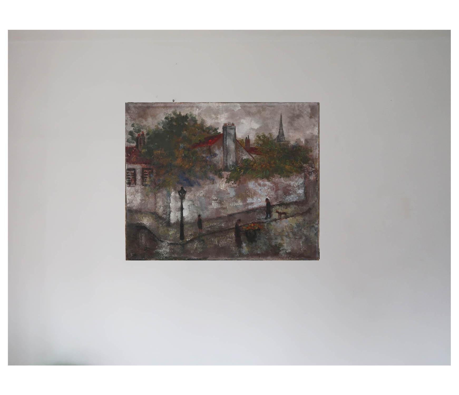 Pintura al óleo de una escena callejera de París, por Isaac Lichtenstein. Fechado en 1924 Otro en venta