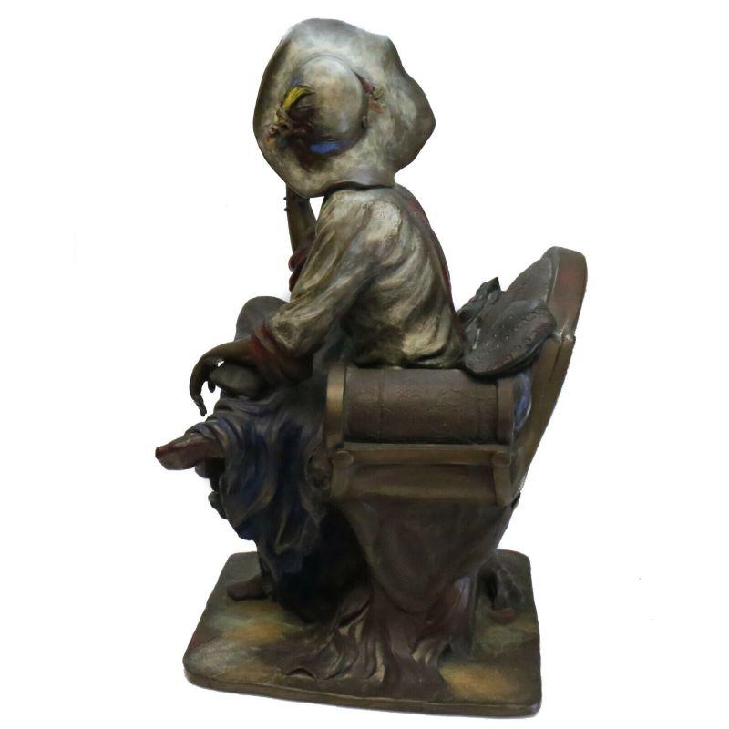 Isaac Maimon Cold Painted Bronze Sculpture Seated Woman In Good Condition For Sale In Gardena, CA