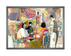 Vintage ISAAC MAIMON Original Oil Painting On Canvas Signed Female Dining LARGE 36x50