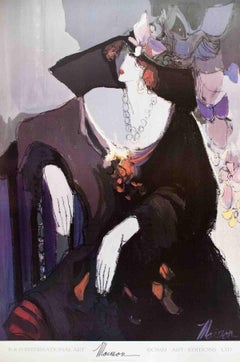 1992 After Isaac Maimon 'Portrait of Francesca' Vintage Multicolor USA Offset