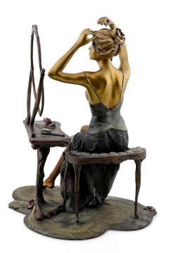 Isaac Maimon Lily Full Round Bronze Sculpture Female Portrait Signed Artwork SBO
