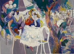 Isaac Maimon Large Color Serigraph "West Bank Cafe"
