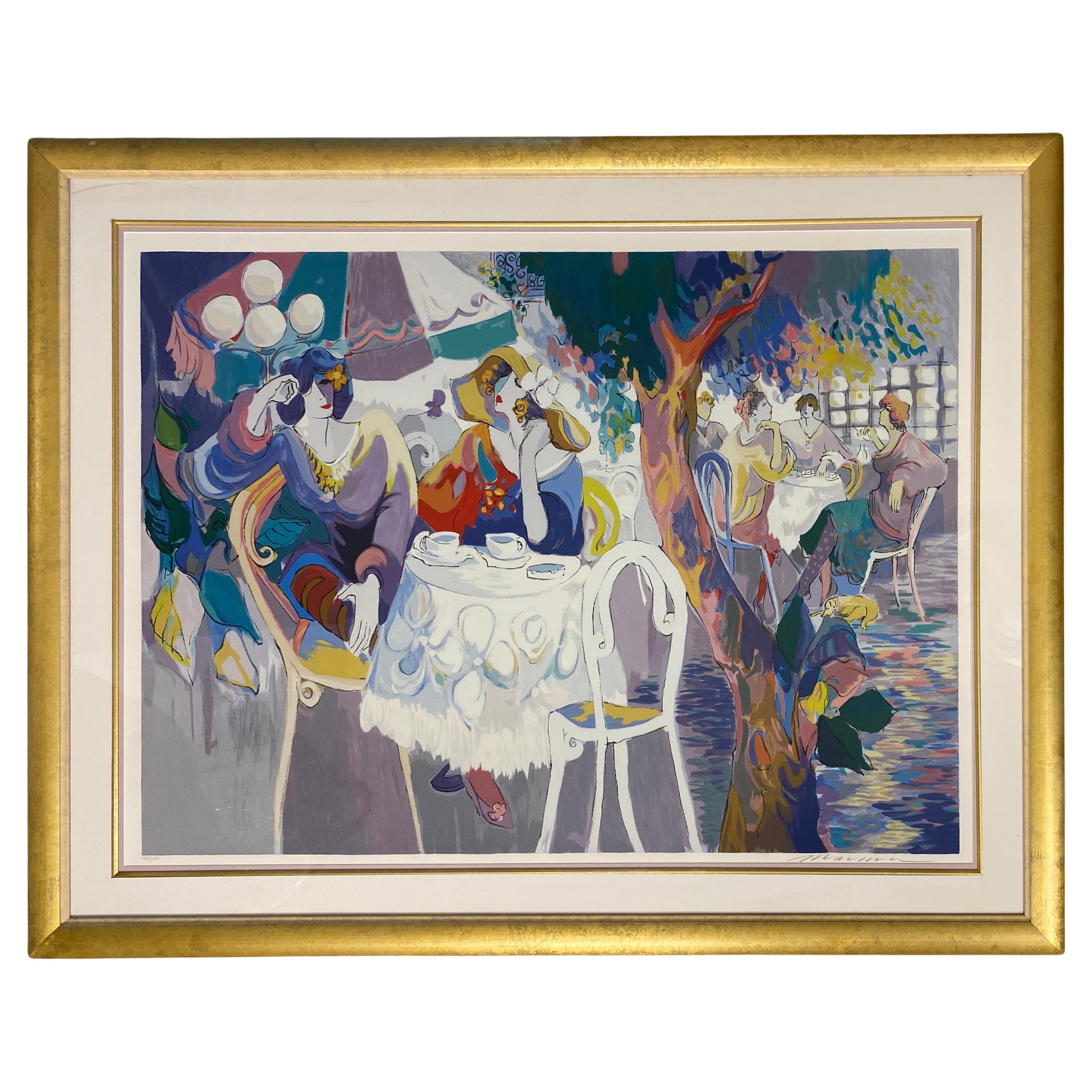 Isaac Maimon Large Color Serigraph "West Bank Cafe"