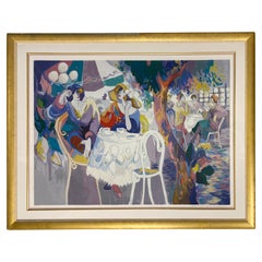 Serigrafia a colori di grandi dimensioni "West Bank Cafe" di Isaac Maimon