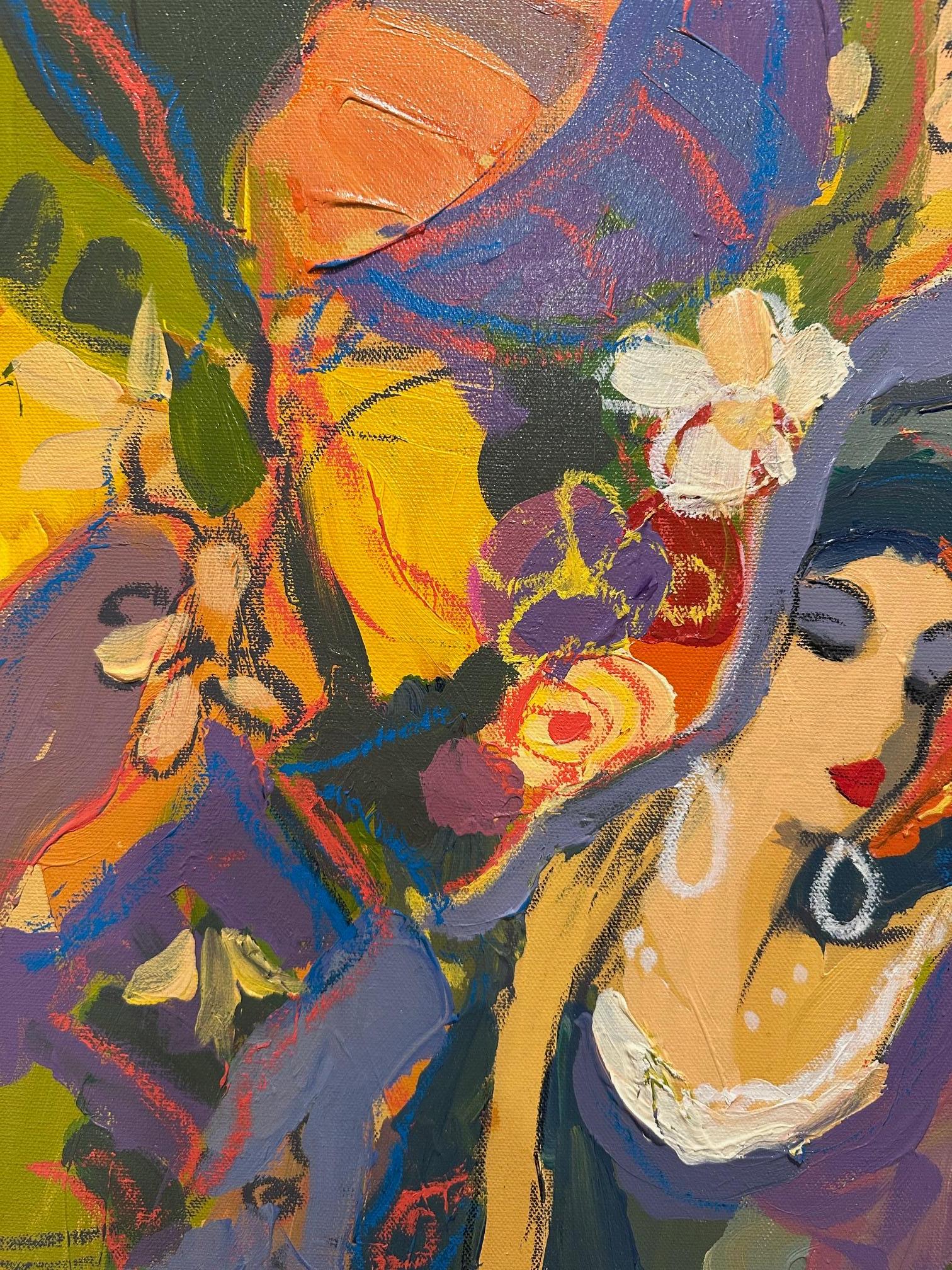 Isaac Maimon Peinture de deux femmes à la mode au café en vente 4
