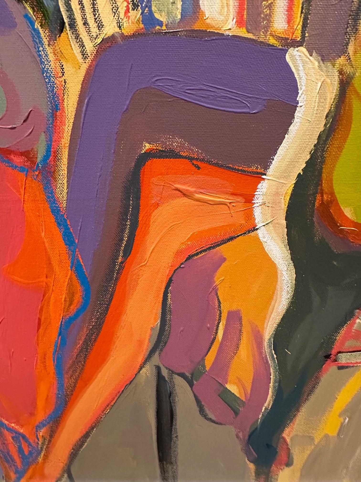 Isaac Maimon Peinture de deux femmes à la mode au café Bon état - En vente à Hopewell, NJ