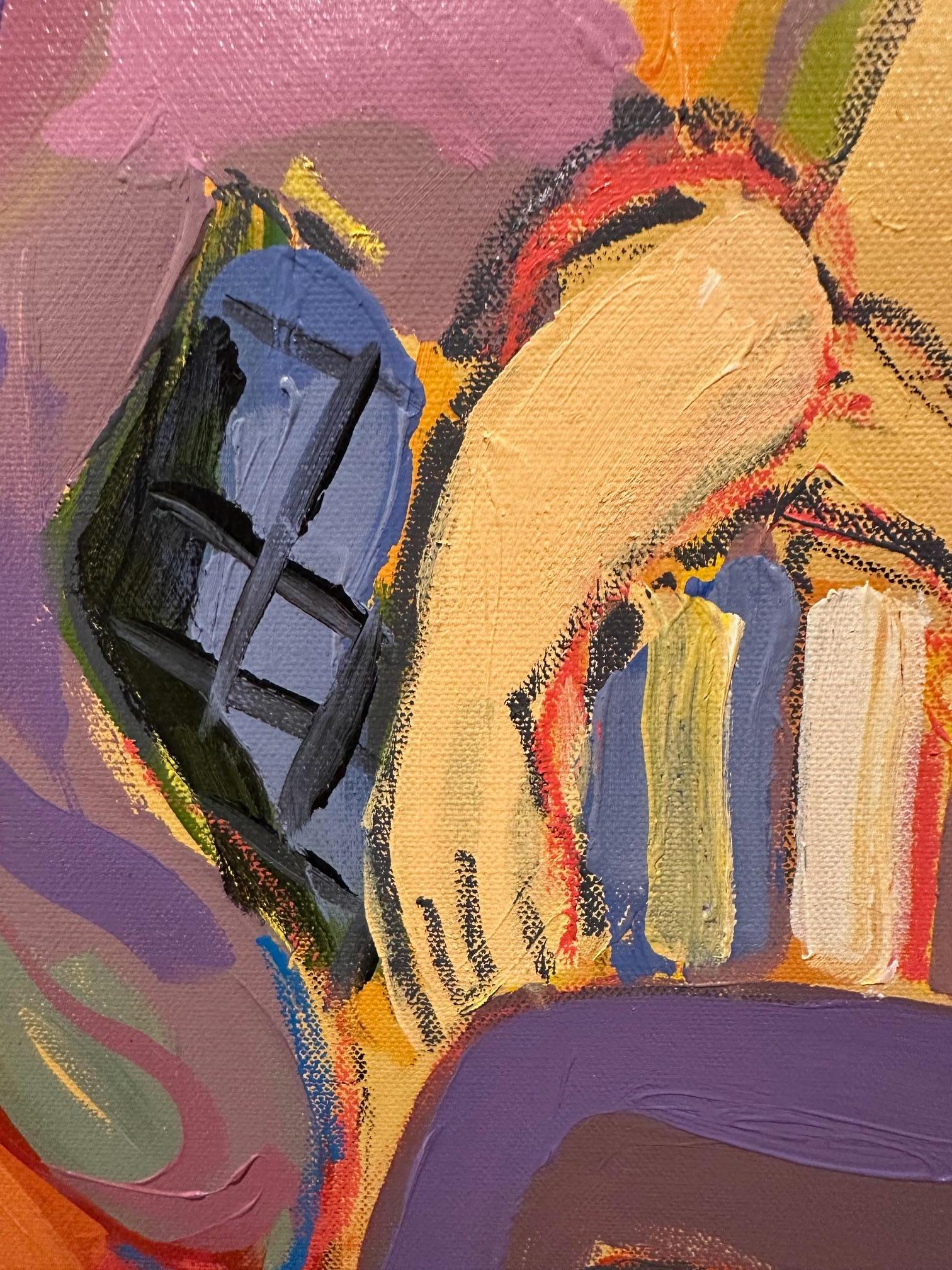 Fin du 20e siècle Isaac Maimon Peinture de deux femmes à la mode au café en vente