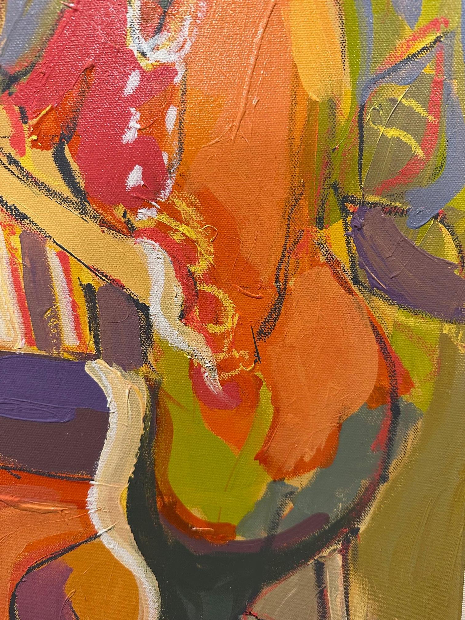 Toile Isaac Maimon Peinture de deux femmes à la mode au café en vente