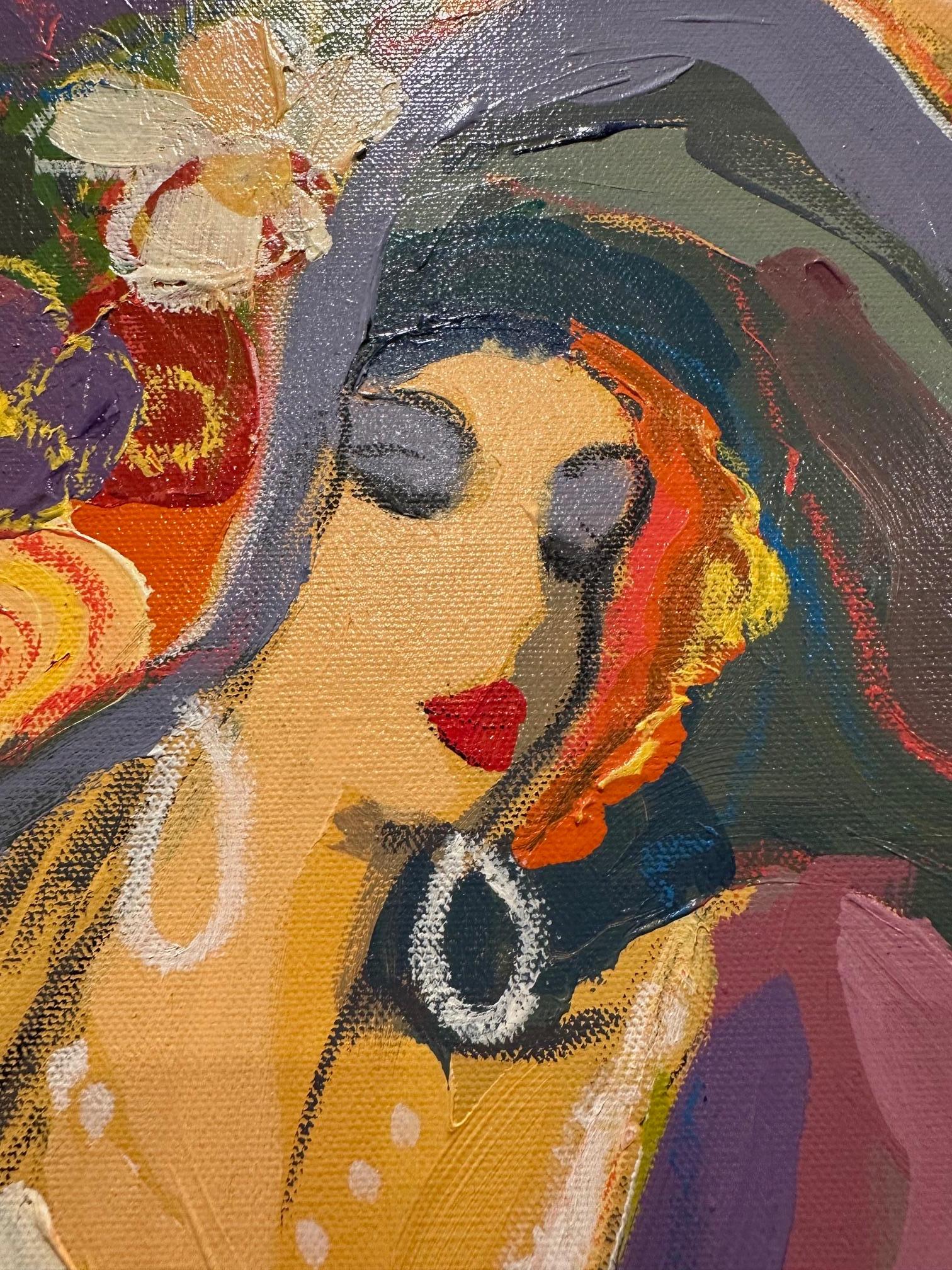 Isaac Maimon Peinture de deux femmes à la mode au café en vente 1
