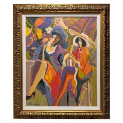 Isaac Maimon Peinture de deux femmes à la mode au café