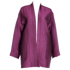 Isaac Mizrahi 1990s Purple Silk Blend Quilted Vintage Open Front Jacket