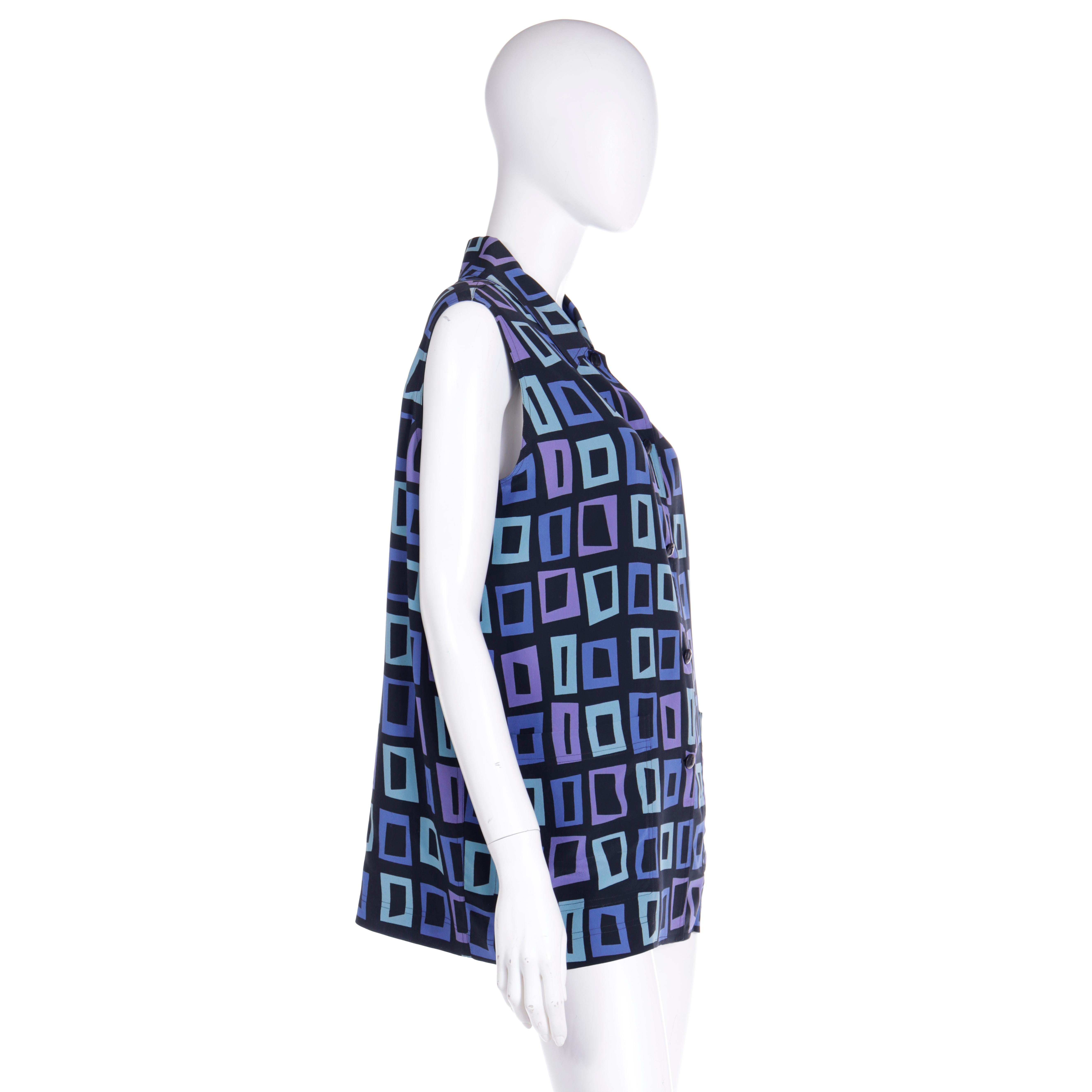 Isaac Mizrahi 1994 Resort Runway Printed Sleeveless Top In Good Condition For Sale In Portland, OR