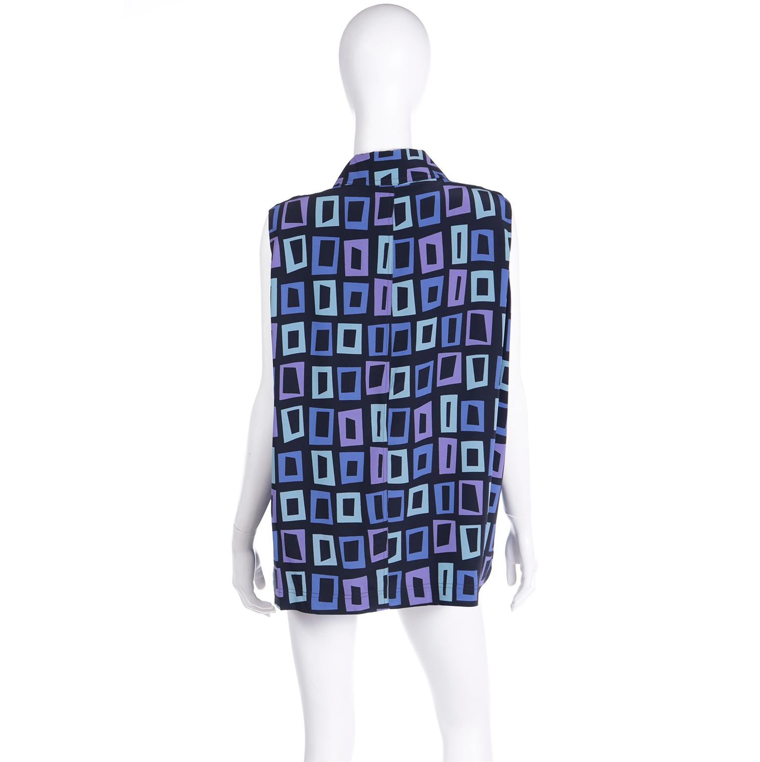 Women's Isaac Mizrahi 1994 Resort Runway Printed Sleeveless Top For Sale