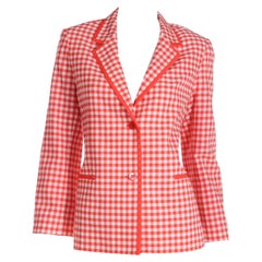Isaac Mizrahi 1998 Spa Collection Vintage Red & White Check Runway Blazer Jacket