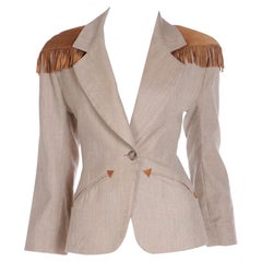 Isaac Mizrahi F/W 1991 Runway Western Style Blazer Jacket W Leather Fringe