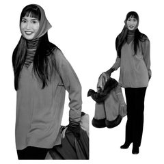 Isaac Mizrahi F/W 1993 Red & Black Stripe Vintage Merino Wool Turtleneck Sweater