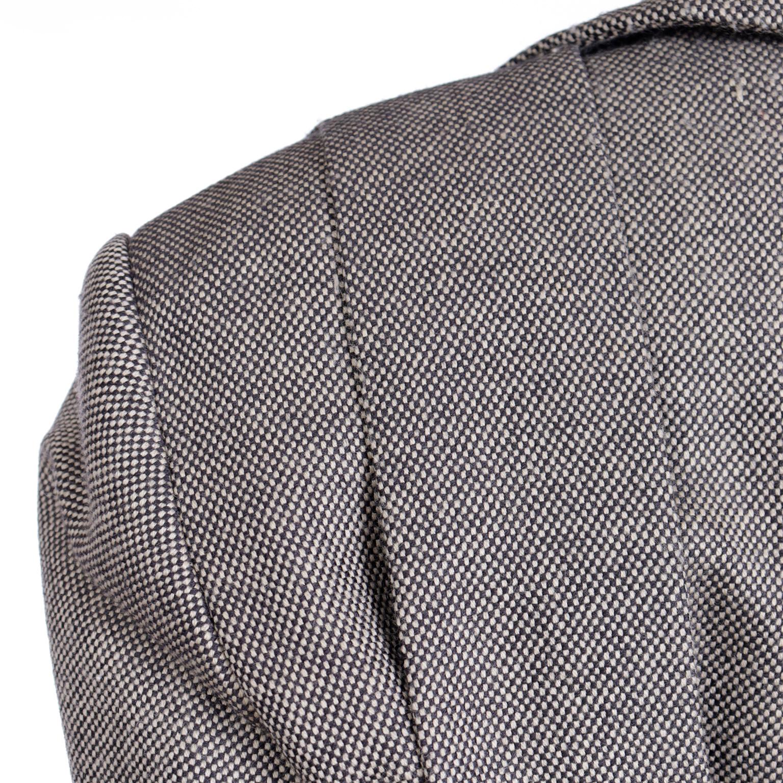 Isaac Mizrahi F/W 1994 Runway Vintage Ceinture  Veste en laine noire et ivoire avec plis en vente 6