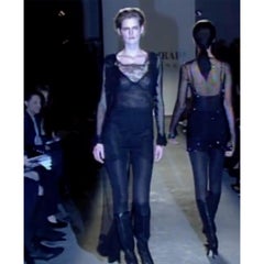 Isaac Mizrahi F/W 1997 Runway Crochet Black Vintage Long Duster w Tiny Label