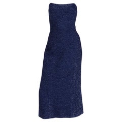 Isaac Mizrahi F/W 2009 Vintage Blue Metallic Tinsel Strapless Evening Dress