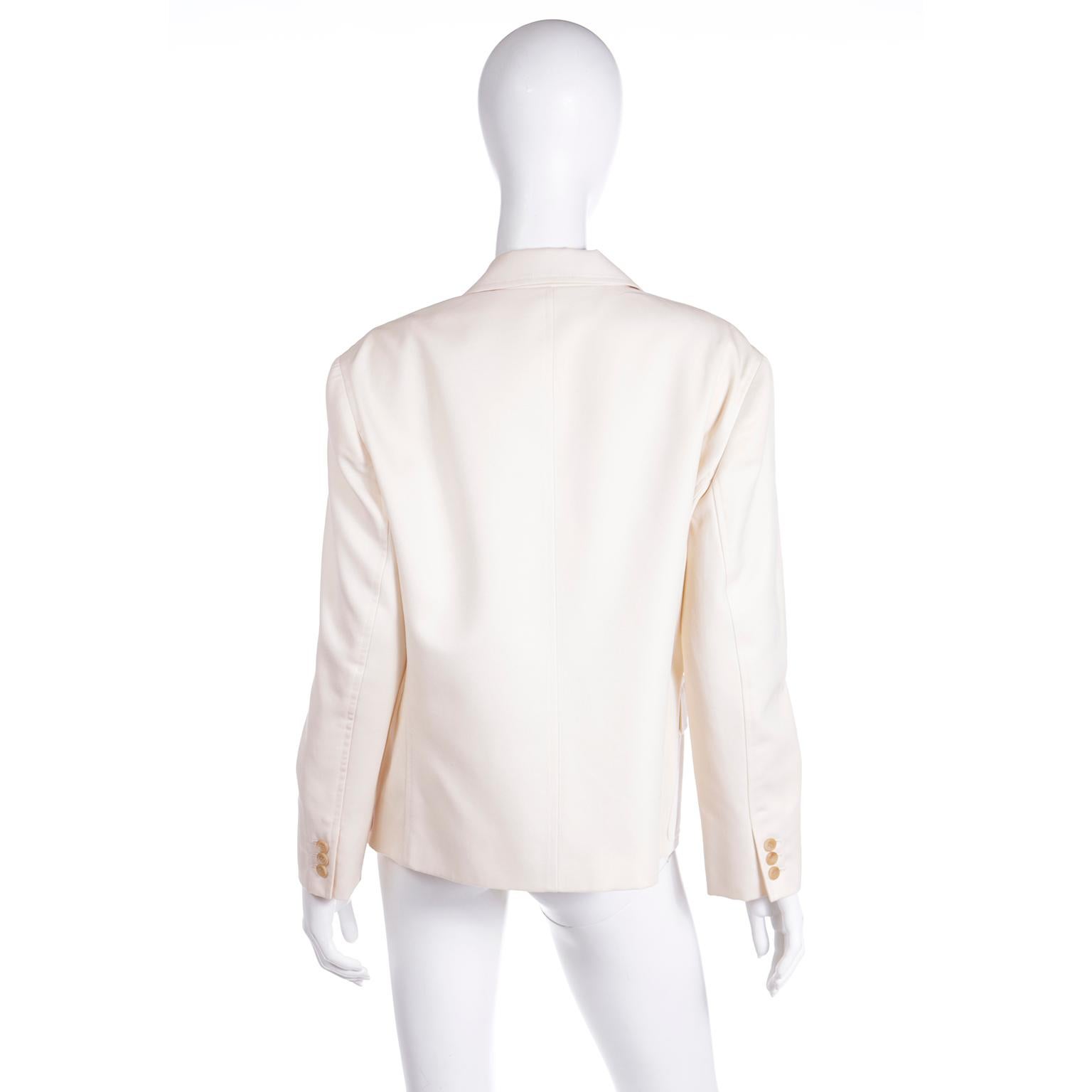 Isaac Mizrahi blazer ivoire surdimensionné vintage Excellent état - En vente à Portland, OR