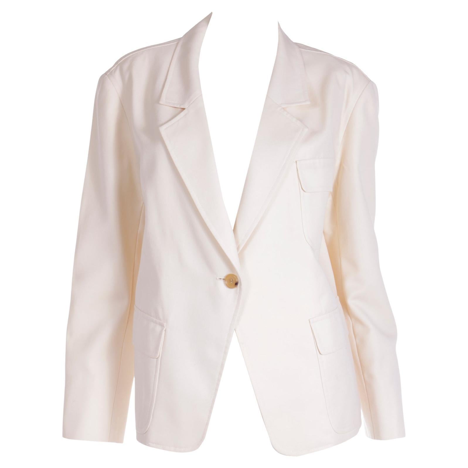 Isaac Mizrahi blazer ivoire surdimensionné vintage en vente