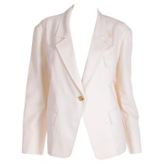 Isaac Mizrahi Ivory Oversized Vintage Boxy Blazer Jacket