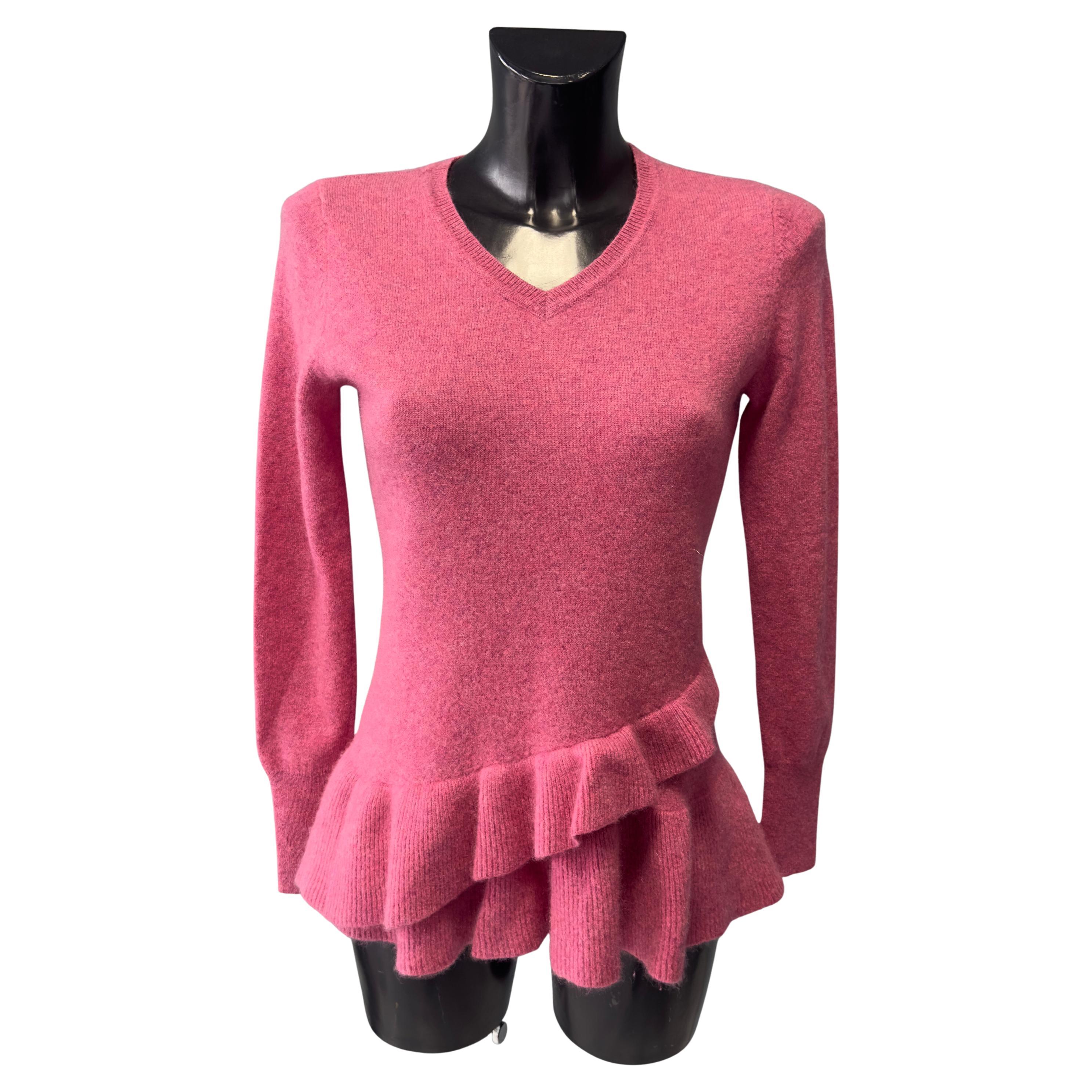 Isaac Mizrahi Live Cashmere Peplum Sweater in Pink, Early 2000s
