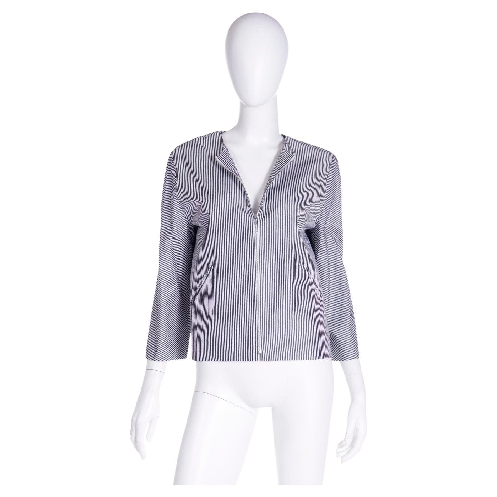 Isaac Mizrahi S/S 1996 Bergdorf Goodman Striped Cropped Vintage Runway Jacket In Excellent Condition For Sale In Portland, OR