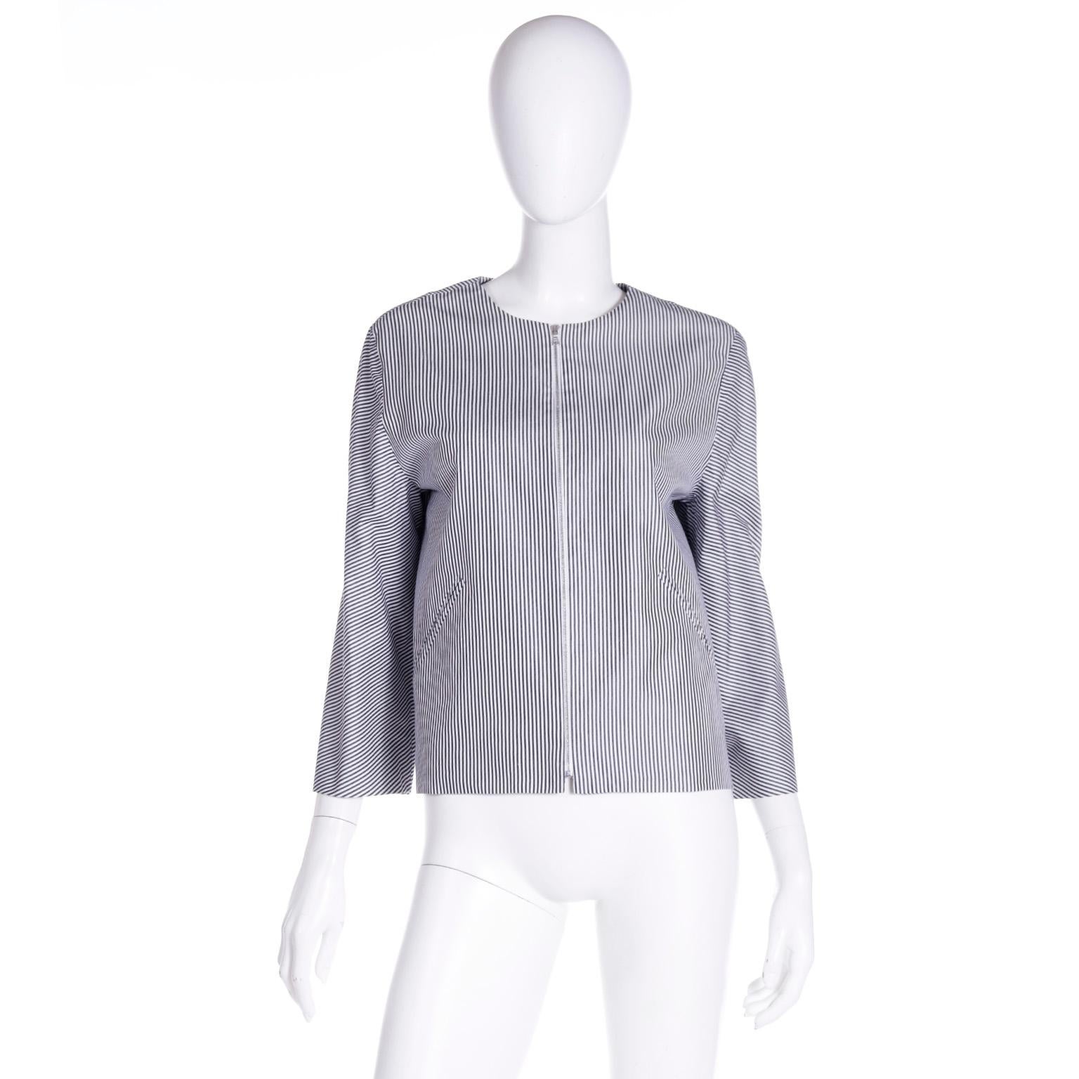 Women's Isaac Mizrahi S/S 1996 Bergdorf Goodman Striped Cropped Vintage Runway Jacket For Sale