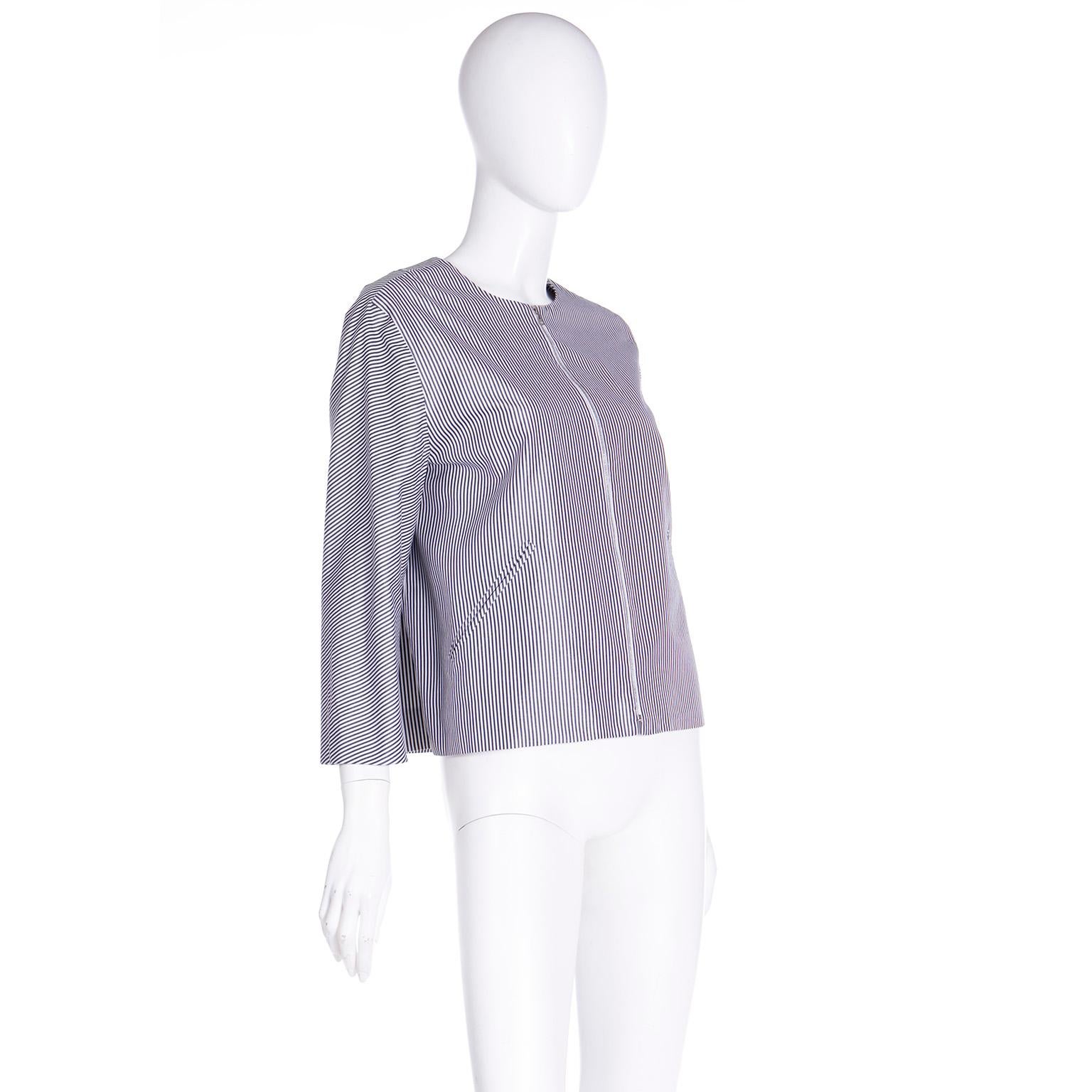 Isaac Mizrahi S/S 1996 Bergdorf Goodman Striped Cropped Vintage Runway Jacket For Sale 1