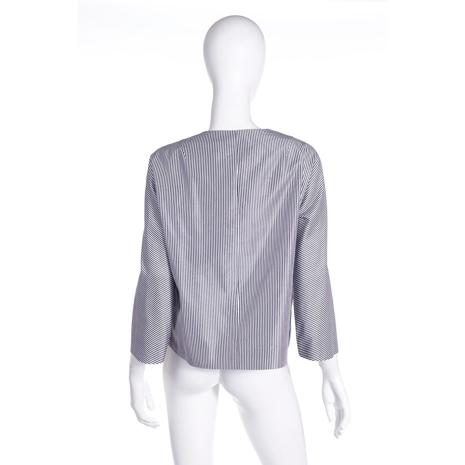 Isaac Mizrahi S/S 1996 Bergdorf Goodman Striped Cropped Vintage Runway Jacket For Sale 2