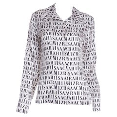 Isaac Mizrahi S/S 1997 Vintage Black & White Silk Logo Button Up Runway Blouse