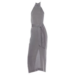 Isaac Mizrahi Vintage Black & Ivory Striped Halter Dress with Belt