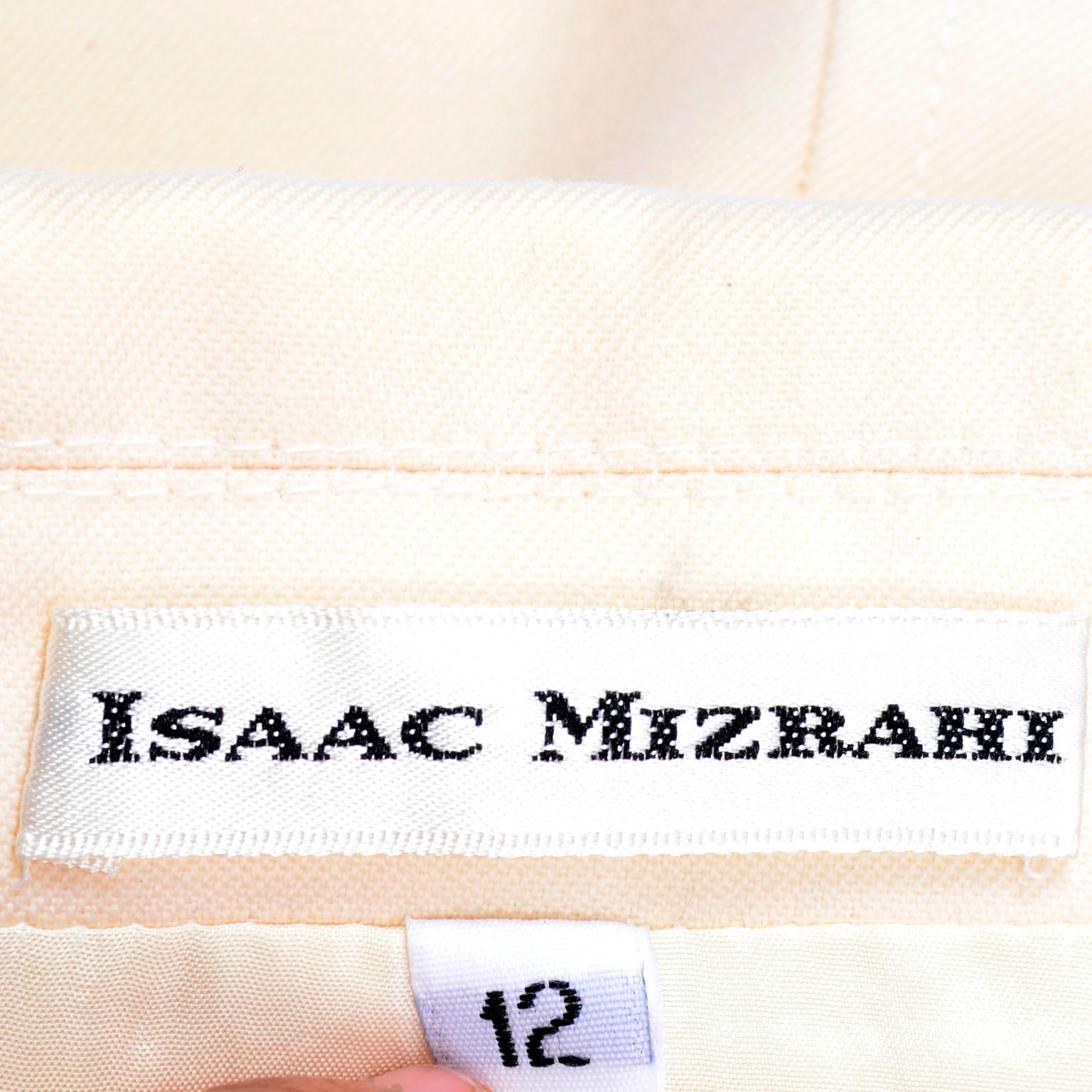 Isaac Mizrahi Vintage Cream Wool Boxy Blazer Jacket Size Large For Sale 3