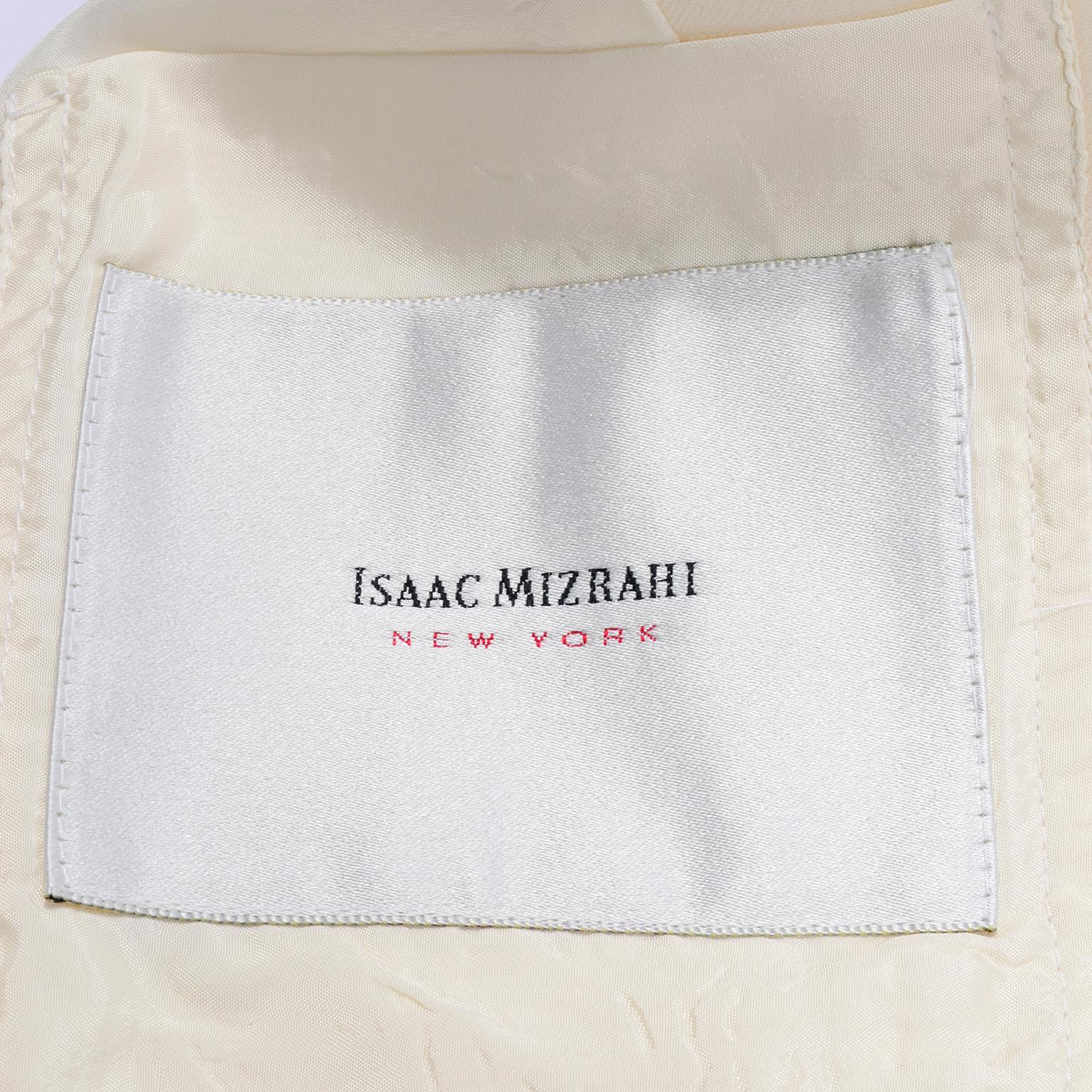 Isaac Mizrahi Vintage Cream Wool Boxy Blazer Jacket Size Large For Sale 4