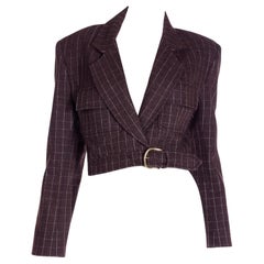 Isaac Mizrahi Vintage H/W 1991 Laufsteg Cropped karierte Jacke mit Gürtel