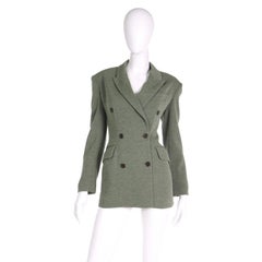 Isaac Mizrahi Vintage Green Wool Knit Double Breasted Jacket