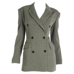 Isaac Mizrahi Vintage Green Wool Knit Double Breasted Jacket