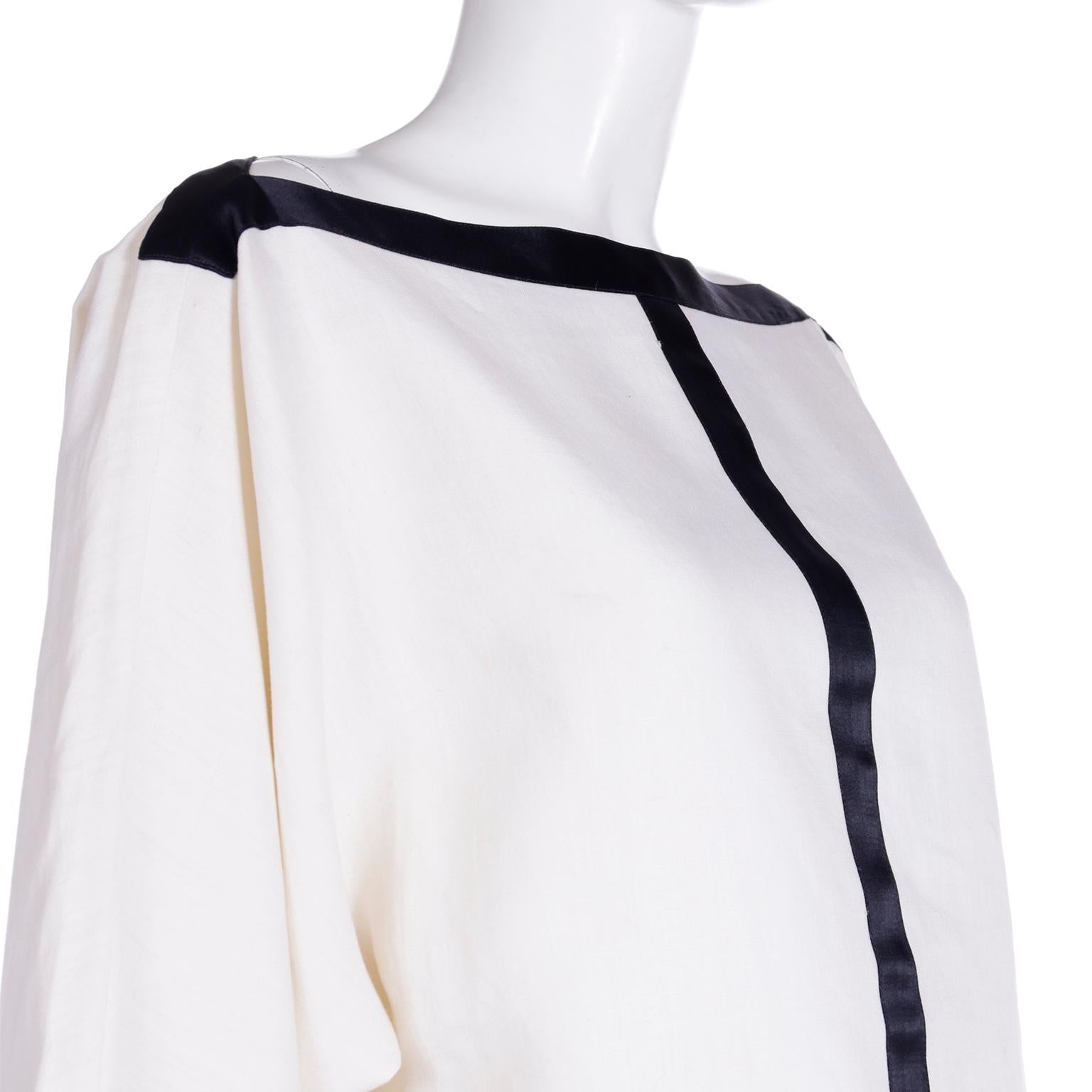 Isaac Mizrahi Vintage S/S 1990 White LInen Bateau Neckline Runway Dress For Sale 3