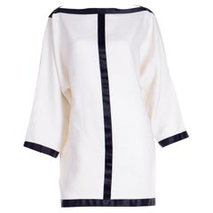 Isaac Mizrahi Vintage S/S 1990 White LInen Bateau Neckline Runway Dress