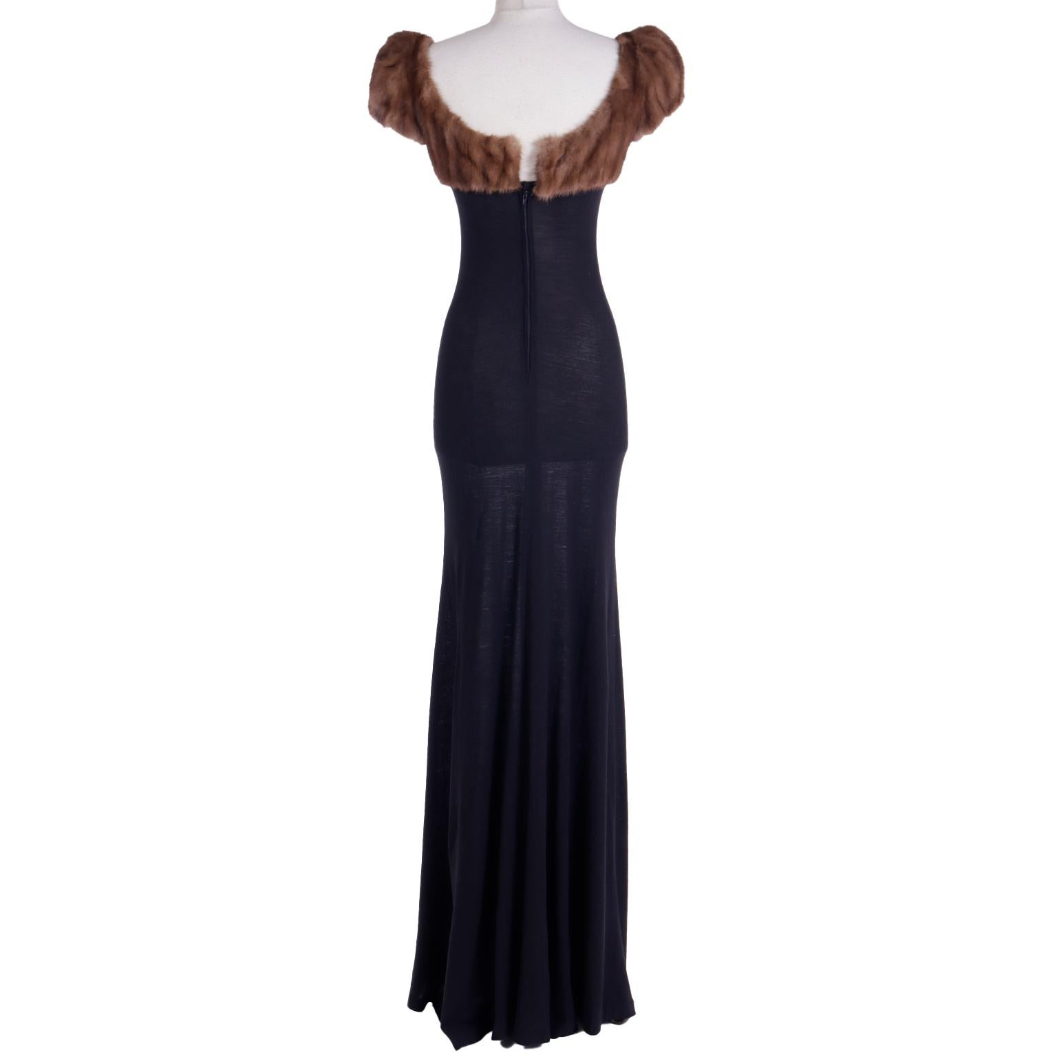 Isaac Mizrahi Vintage Tiny Label F/W 1997 Runway Evening Gown With Mink Fur Trim 1